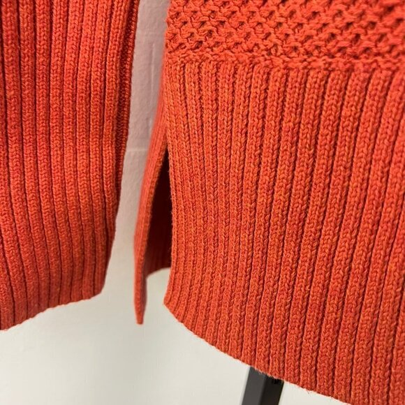 Rachel Zoe Women's Orange Crewneck Sweater with Button Detail Shoulders L - Picture 7 of 12